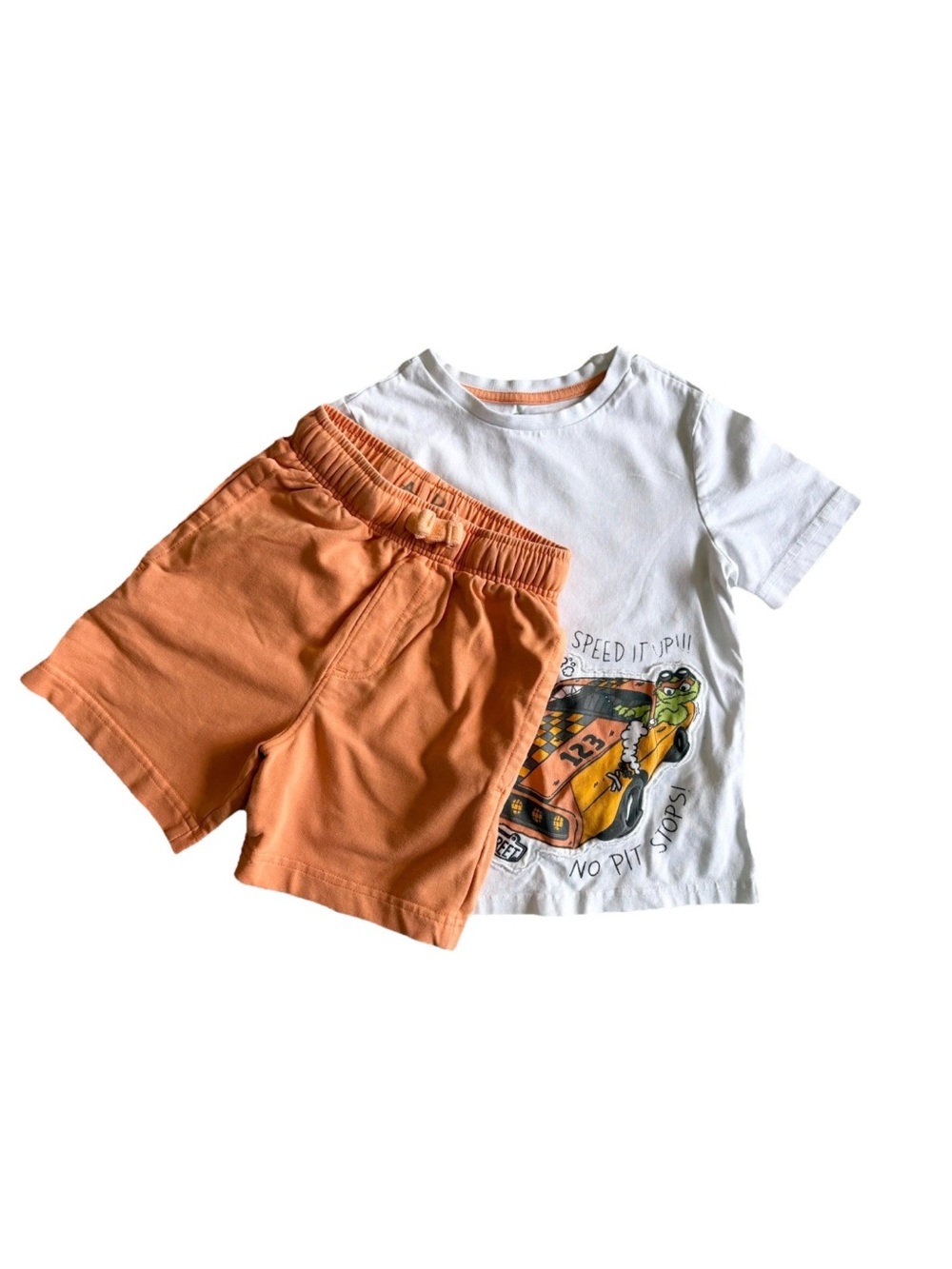 Sesame Street XS (4) 2 Piece Set Outfit T-shirt Shorts Orange Oscar the Grouch